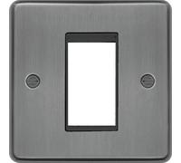 Hager WRP1EUBSB Sollysta Raised Plate Single Euro Style Module Faceplate - Brushed Steel+ Black Insert