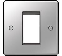Hager WRP1EUPSB Sollysta Raised Plate Single Euro Style Module Faceplate - Polished Steel+ Black Insert