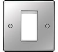 Hager WRP1EUPSW Sollysta Raised Plate Single Euro Style Module Faceplate - Polished Steel+ White Insert