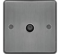 Hager WRSATBSW Sollysta Raised Plate F Type Satellite Outlet - Brushed Steel + White Insert