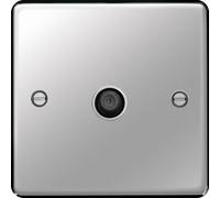 Hager WRSATPSW Sollysta Raised Plate F Type Satellite Outlet - Polished Steel + White Insert