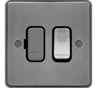 Hager WRSSU83BSB Sollysta Raised Plate 13A Fused Connection Unit Switched - Brushed Steel + Black Insert