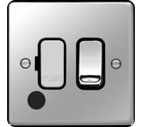 Hager WRSSU83FOPSB Sollysta Raised Plate 13A Fused Connection Unit Switched + Flex Outlet - Polished Steel + Black Insert