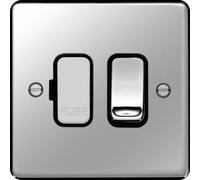 Hager WRSSU83PSB Sollysta Raised Plate 13A Fused Connection Unit Switched - Polished Steel + Black Insert