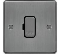 Hager WRSU83BSB Sollysta Raised Plate 13A Fused Connection Unit Unswitched - Brushed Steel + Black Insert