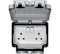 Hager WXPSS82 Weatherproof Switch Socket IP66 2 Gang 13 Amp Double Pole