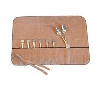 Hagerty Silver Guard Cutlery Roll I Cutlery pouch for silver & silver-plated metal 59 x 40cm I Practical storage with tarnish protection I holder for fruit spoons with 12 compartments, Tan, A119004