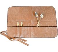 Hagerty Silver Guard Cutlery Roll I silver-plated metal 48x32cm I Practical cutlery storage with tarnish protection I Cutlery holder for coffee spoons with 12 compartments, Tan (A119007)