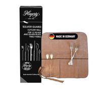 Hagerty Silver Guard Cutlery Roll Practical cutlery pouch for silver & silver-plated metal 43.5x43cm Cutlery with tarnish protection Cutlery holder for table forks with 12 compartments A119002 Tan