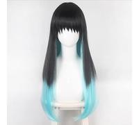 HAGERYLB 80CM Anime Demon Slayer Kimetsu no Yaiba Tokitou Muichirou Ponytails Wig Cosplay Costume Heat Resistant Hair Long Wigs (B)
