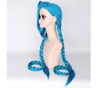 HAGERYLB Anime League of Legends LOL Jinx Cosplay Wigs For Women Blue Double Ponytail Braids Girls Long Hair For Halloween Party