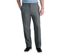 Haggar Men's 18 Hidden Waist Flat Front Pant, Graphite Grey, 38W x 34L