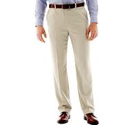 Haggar Men's 18 Hidden Waist Flat Front Pant, String Beige, 40W x 31L