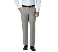 Haggar Men's 4 Way Stretch Slim Fit Flat Front Dress Pant Casual, Light Grey, 34W x 29L