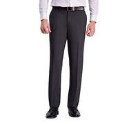 Haggar Men's 4-Way Stretch Straight Fit Flat Front Dress Pant, Charcoal Heather, 38W x 32L
