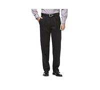 Haggar Men's B&t Premium Non-Iron Classic Fit Flat Front Expandable Waist Khaki Casual Pants, Black, 44W x 32L