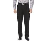 Haggar Men's B&t Premium Non-Iron Classic Fit Flat Front Expandable Waist Khaki Casual Pants, Black, 44W x 32L