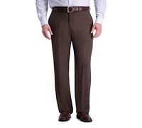 Haggar Men's Big & Tall Premium Comfort Classic Fit Flat Front Dress Pant, Dark Chocolate Bt, 44W x 30L