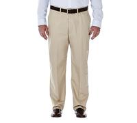 Haggar Men's Big & Tall Work to Weekend Hidden Expandable-Waist Plain-Front Pant - Beige - 54X34