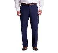 Haggar Men's Big & Tall Work to Weekend Hidden Expandable-Waist Plain-Front Pant - Blue - 54X34
