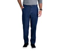 Haggar Men's Casual Classic Fit Denim Trouser Pant-Regular and Big & Tall Sizes, Medium Blue, 38W / 34L