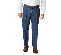 Haggar Men's Casual Classic Fit Denim Trouser Pant-Regular and Big & Tall Sizes, Medium Blue, 46W x 30L
