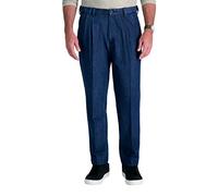 Haggar Men's Casual Classic Fit Denim Trouser Pant-Regular and Big & Tall Sizes, Medium Blue, 46W x 30L
