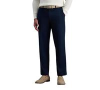 Haggar Mens Classic Fit Flat Front Hidden Expandable Waistband Non Iron Khaki Casual Pants, Dark Navy Blue, 40 W/34 L