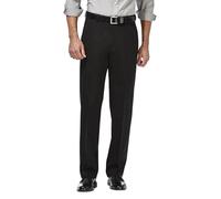 Haggar Men's Classic Fit Flat-Front Hidden Expandable Waistband Premium No Iron Khaki, 40W x 34L - Black