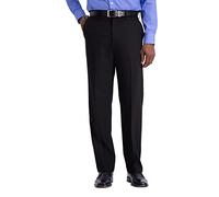 Haggar Men's Classic Fit Flat Front Solid Stretch Dress Pant, Black, 42x30
