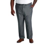 Haggar Men's Cool 18 Classic Fit Flat Pleat Front Hidden Expandable Waistband Pant (Big & Tall Sizes), Graphite-Flat, 52W x 34L