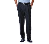Haggar Men's Cool 18 Concealed Expandable Waist Pleat Front Pants - Regular & Large & High Sizes, BlackOne, 40W / 29L