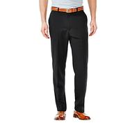 Haggar Men's Cool 18 Hidden Comfort Waist Plain Front Pant,Black,36x32