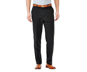 Haggar Men's Cool 18 Hidden Comfort Waist Plain Front Pant,Black,36x32