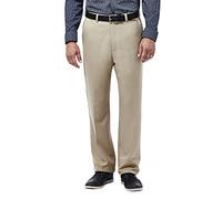 Haggar Men's Cool 18 Hidden Comfort Waist Plain Front Pant,British Khaki,36x31