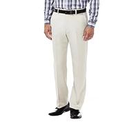 Haggar Men's Cool 18 Hidden Comfort Waist Plain Front Pant,String Beige,32x30
