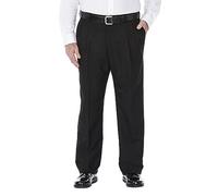 Haggar Men's Cool 18 Hidden Expandable Waist Pleat Front Pant-Regular and Big & Tall Sizes, Black Gabardine, 56W x 30L