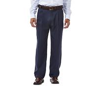 Haggar Men's Cool 18 Hidden Expandable Waist Pleat Front Pant- Regular and Big & Tall Sizes dress pants, Heather Blue, 32W 32L UK