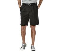 Haggar Men's Cool 18 Pleat Front Expandable Waist Short Casual, Black, 42
