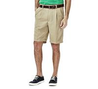 Haggar Men's Cool 18 Pleat Front Expandable Waist Short Casual, British Khaki, 34