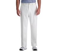 Haggar Men's Cool 18 Pro Classic Fit Flat Front Casual Pant Regular and Big & Tall Sizes, White, 42W x 32L