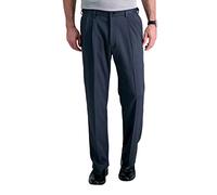 Haggar Men's Cool 18 Pro Classic Fit Pleat Front Hidden Expandable Waist Pant-Regular and Big & Tall Sizes Casual, Heather Navy, 34W x 32L