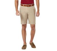 Haggar Men's Cool 18 Pro Straight Fit Flat Front 4-Way Stretch Expandable Waist Short-Big & Tall Sizes, Khaki, 48