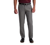 Haggar Men's Cool 18 Pro Straight Fit Flat Front Casual Pant, Heather Grey, 32W x 32L