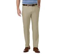 Haggar Men's Cool 18 Pro Straight Fit Flat Front Casual Pant, Khaki, 36W x 32L