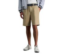 Haggar Men's Cool 18 Pro Straight Fit Pleated Front 4-Way Stretch Expandable Waist Short (Regular and Big & Tall Sizes), Khaki, 44