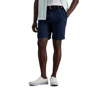 Haggar Men's Cool 18 Pro Straight Fit Pleated Front 4-Way Stretch Expandable Waist Golf Performance Short, Navy, 42
