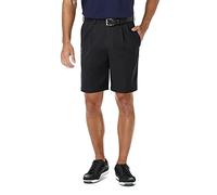 Haggar Men's Cool 18 Pro Straight Fit Pleated Front 4-Way Stretch Expandable Waist Short (Regular and Big & Tall Sizes), Black, 34