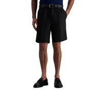 Haggar Men's Cool 18 Pro Straight Fit Pleated Front 4-Way Stretch Expandable Waist Golf Performance Short, Black, 38