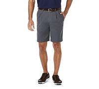 Haggar Men's Cool 18 Pro Straight Fit Pleated Front 4-Way Stretch Expandable Waist Short (Regular and Big & Tall Sizes), Grey, 34